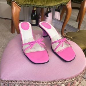 Vintage bubble gum pink Barbie silicone bow kitten heels